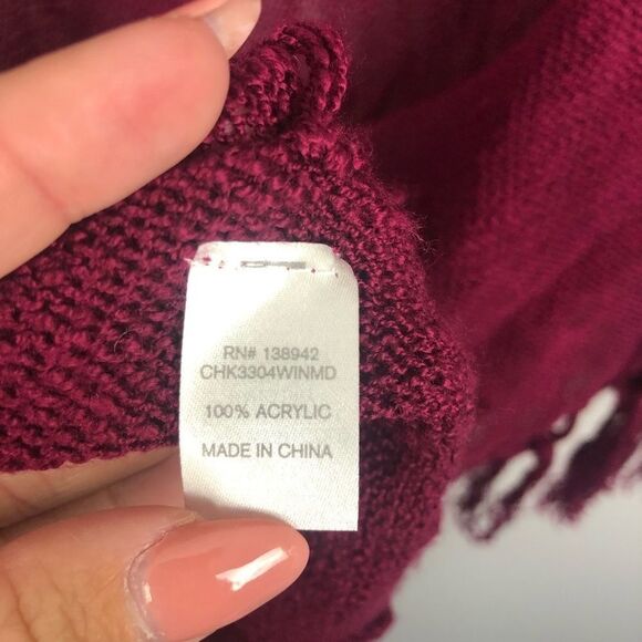 CHARMING CHARLIE | Burgundy Fringe Cardigan Large - Picture 6 of 6